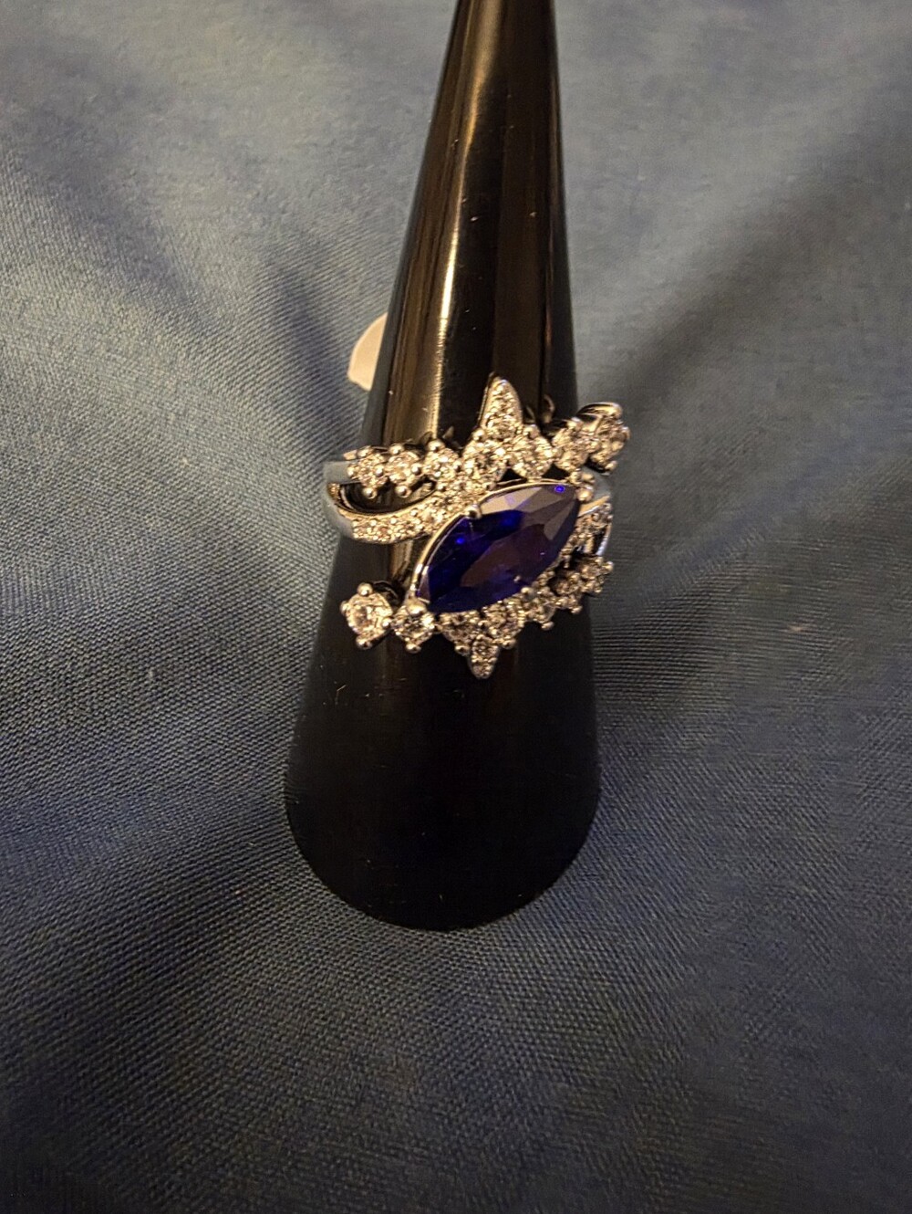 BP Blue Crystal Halo Cocktail Ring